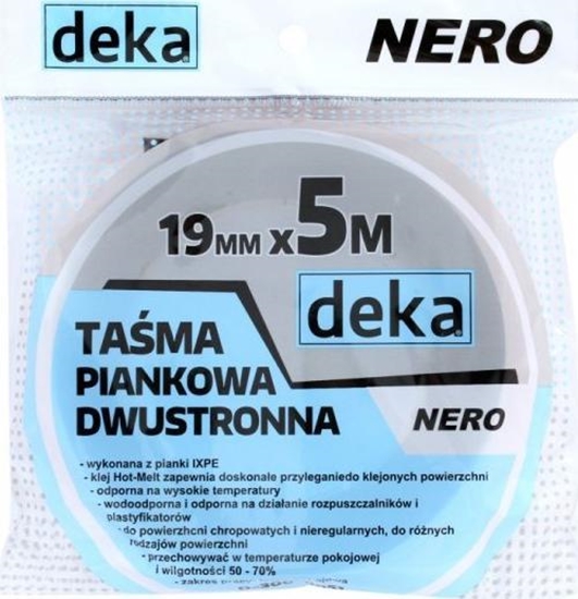 Picture of Deka TAMA DWUSTRONNA PIANKOWA NERO CZARNA 19MM*5M
