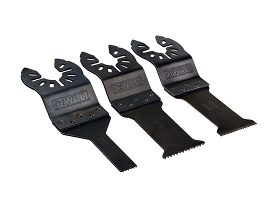 Изображение Dewalt DEWALT Akcesoria do oscylacyjnego narzdzia wielofunkcyjnego (3 cz. zestaw brzeszczotów do cicia drewna, drewna z gwodziami, pyt G-K i PCV) - DT20713-QZ