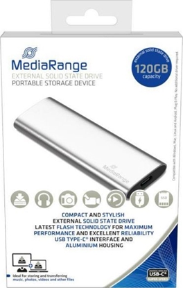 Изображение Dysk zewnętrzny SSD MediaRange MR1100 120GB Srebrny (MR1100)