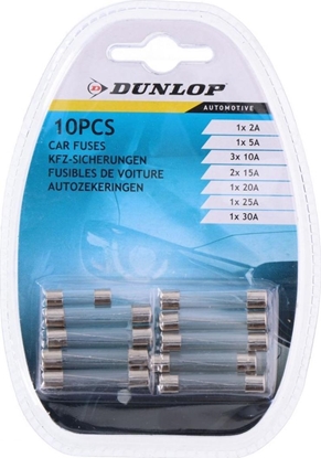 Attēls no Dunlop Zestaw bezpieczników samochodowych szklanych DUNLOP 10szt