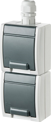 Picture of Elektro-Plast AQUANT Gniazdo podwójne z/u 2x2P+Z schuko pionowe z przesonami styków IP65 1252-65