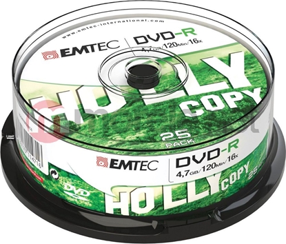 Attēls no Emtec DVD-R 4.7 GB 16x 25 sztuk (ECOVR472516CB)