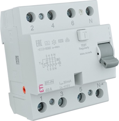 Изображение Eti-Polam Wycznik rónicowoprdowy 4P 40A 0,03A EFI-P4 A 40/0.03 002061512