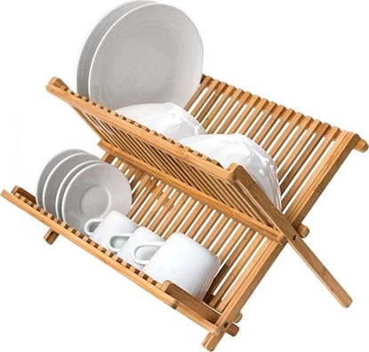 Attēls no Excellent Houseware Suszarka do naczy ociekacz bambusowy 2 poziomy uniwersalny