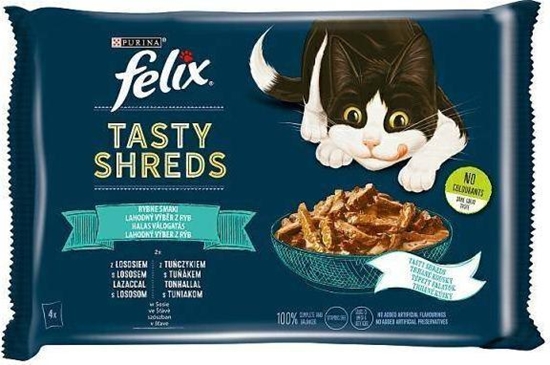 Изображение Felix FELIX sasz.4x80g TASTY SHREDS OSO& TUCZYK rybne smaki w sosie /12