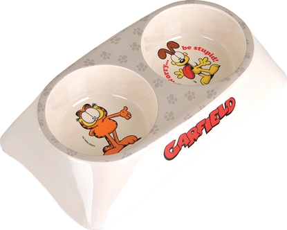 Attēls no Garfield Garfield, podwójna miska z melaminy dla kota, biaa/szara