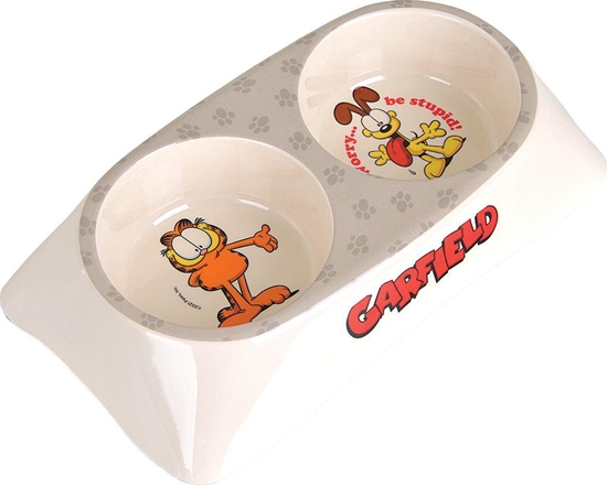 Picture of Garfield Garfield, podwójna miska z melaminy dla kota, biaa/szara