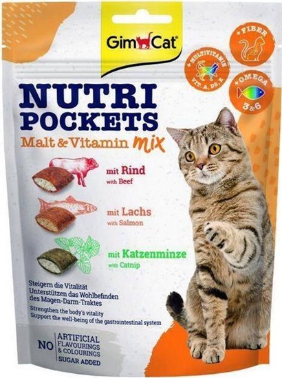 Picture of Gimcat Gimcat Nutri Pockets 150g Malt&Wit.
