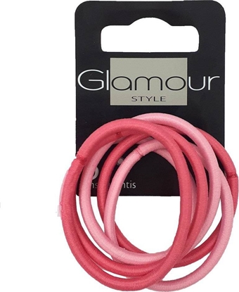 Изображение Glamour inter vion gumki do włosów 6 sztuk różowe