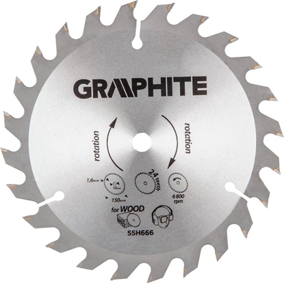Attēls no Graphite Tarcza do pilarki (Circular saw blades with HM tips 150x10mm, 1.6 mm , 24 teeth, Energy+)