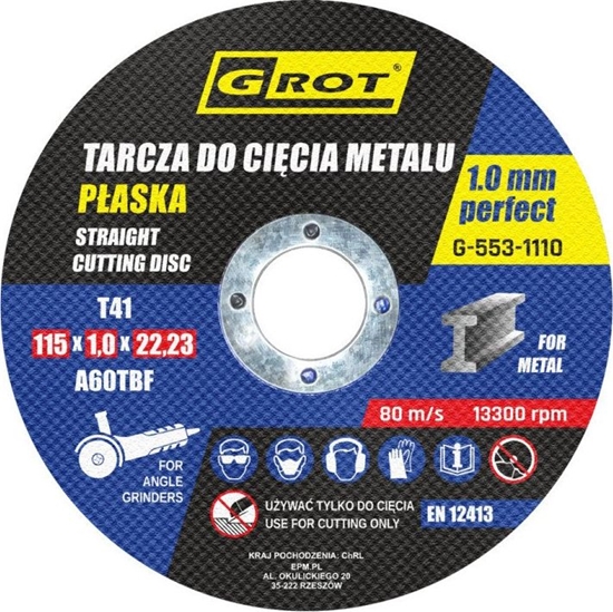 Изображение Grot TARCZA PASKA T1A 115*1.0*22 KOPLET 10 SZTUK
