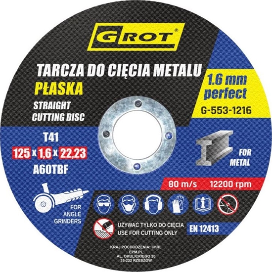 Picture of Grot Tarcza Paska T1a 125x1.6x22 Koplet 10 Sztuk