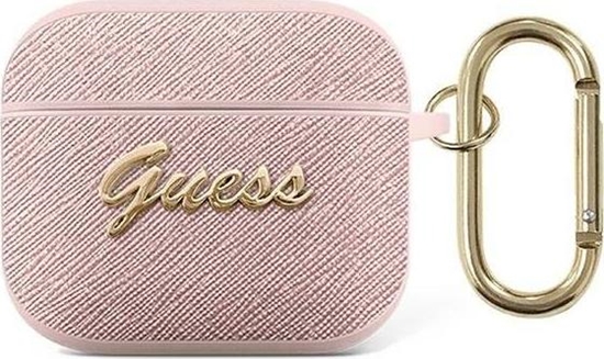 Picture of Guess Etui ochronne Saffiano Script Metal Collection do AirPods 3 GUA3SASMP róowe