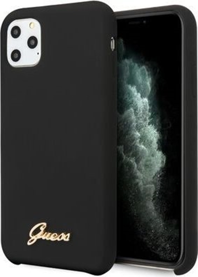 Picture of Guess Guess GUHCN58LSLMGBK iPhone 11 Pro black/czarny hard case Silicone Vintage Gold Logo