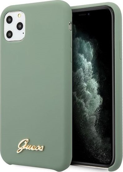 Picture of Guess Guess GUHCN58LSLMGKA iPhone 11 Pro khaki hard case Silicone Vintage Gold Logo