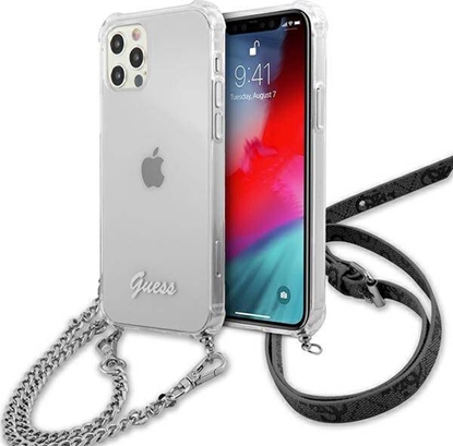 Attēls no Guess GUHCP12MKC4GSSI iPhone 12/12 Pro 6,1" Transparent hardcase 4G Silver Chain