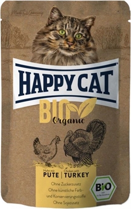 Изображение Happy Cat Bio Organic, mokra karma dla kotów dorosłych, kurczak i indyk, 85g, saszetka