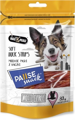 Изображение Hau&Miau Pausesnack przysmak dla psa, miękkie paski z kaczki 80g