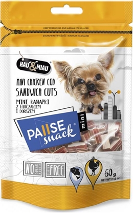 Изображение Hau&Miau Pausesnack przysmak dla psa, mini kanapki z kurczakiem i dorszem 60g