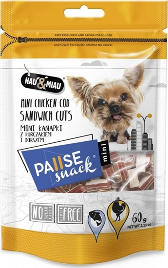 Picture of Hau&Miau Pausesnack przysmak dla psa, mini kanapki z kurczakiem i dorszem 60g
