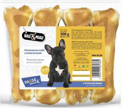 Изображение Hau&Miau Pausesnack przysmak dla psa, prasowana kość z kurczakiem 500g