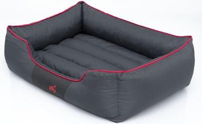 Изображение Hobbydog Legowisko Comfort - Szare z czerwon lamówk XXL