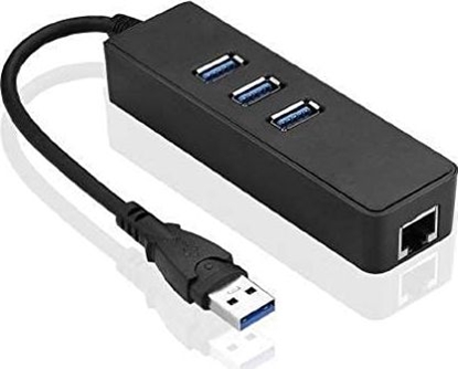 Attēls no HUB USB MicroConnect 1x RJ-45  + 3x USB-A 3.0 (MC-USB3.0HUBWETH)