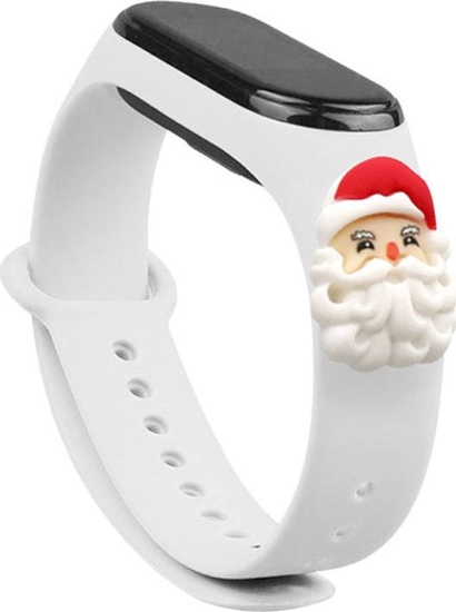 Изображение Hurtel Strap Xmas opaska do Xiaomi Mi Band 4 / Mi Band 3 witeczny silikonowy pasek bransoletka biay (mikoaj)