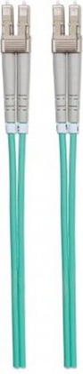 Изображение Intellinet Fiber Optic Patch Cable, OM3, LC/LC, 1m, Aqua, Duplex, Multimode, 50/125 µm, LSZH, Fibre, Lifetime Warranty, Polybag
