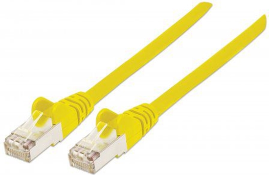 Picture of Intellinet Network Patch Cable, Cat7 Cable/Cat6A Plugs, 0.5m, Yellow, Copper, S/FTP, LSOH / LSZH, PVC, RJ45, Gold Plated Contacts, Snagless, Booted, Lifetime Warranty, Polybag