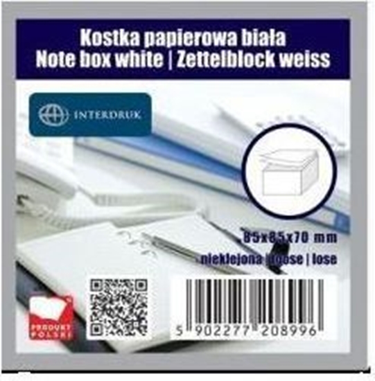 Picture of Interdruk Kostka papierowa biaa 85x85x70 mm nieklejona (203798)