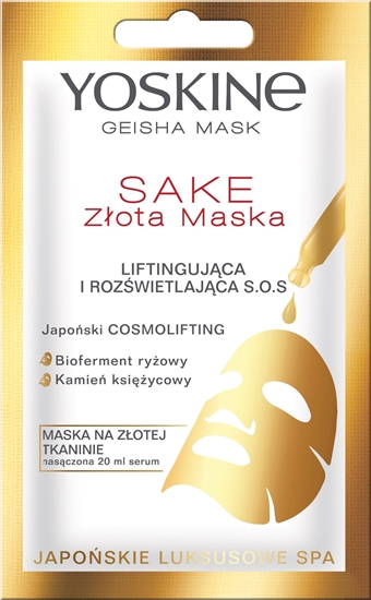 Picture of Yoskine Maseczka do twarzy Geisha Mask Sake Zota Maska S.O.S. liftingujco-rozwietlajca 20ml