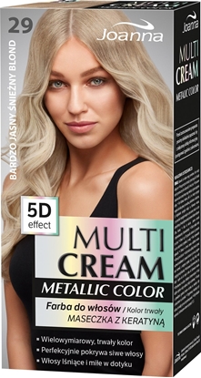 Attēls no Joanna Multi Cream Metallic Color 5D Effect 29 bardzo jasny śnieżny blond