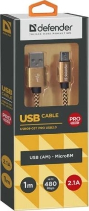 Изображение Kabel USB Defender USB-A - microUSB 1 m Złoty (87800)
