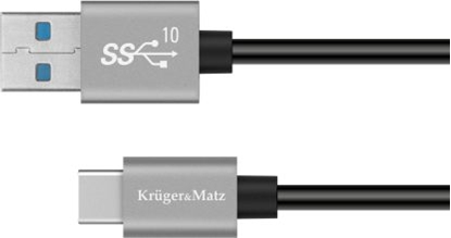 Изображение Kabel USB Kruger&Matz USB-A - USB-C 1 m Czarny (KM1263)