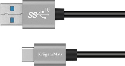Attēls no Kabel USB Kruger&Matz USB-A - USB-C 1 m Czarny (KM1263)