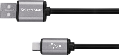 Изображение Kabel USB Kruger&Matz USB-A - USB-C 1.8 m Czarny (5067)
