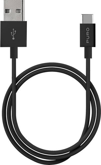 Изображение Kabel USB Puro USB-A - USB-C 1 m Czarny (PUR516BLK)