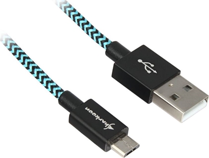 Attēls no Kabel USB Sharkoon USB-A - microUSB 2 m Czarno-niebieski (4044951027095)