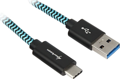 Attēls no Kabel USB Sharkoon USB-A - USB-C 0.5 m Czarno-niebieski (4044951027118)