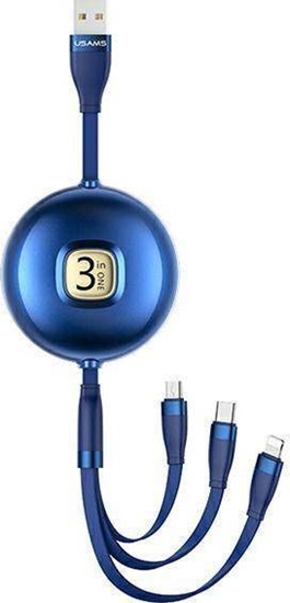 Изображение Kabel USB Usams USB-A - Lightning 1 m Niebieski (Usa001134)