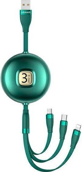 Изображение Kabel USB Usams USB-A - Lightning 1 m Zielony (Usa001135)