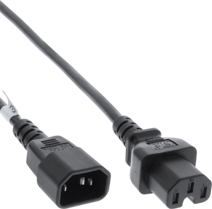 Attēls no Kabel zasilający InLine InLine Przedłużenie kabla zasilającego, złącze IEC-C15 proste do IEC-C14 prostego, 0,5 m, czarne