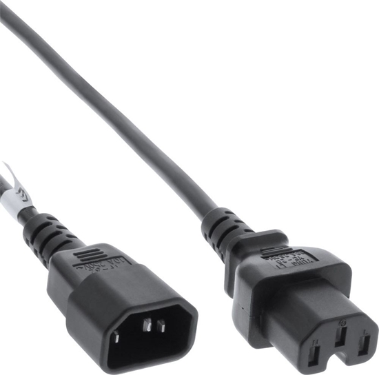 Изображение Kabel zasilający InLine InLine Przedłużenie kabla zasilającego, złącze IEC-C15 proste do IEC-C14 prostego, 0,5 m, czarne