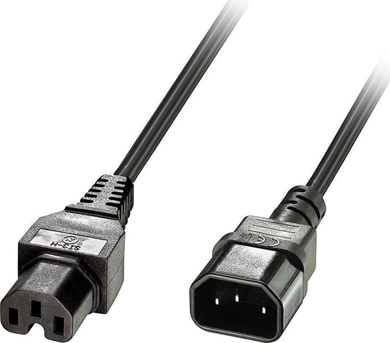 Picture of Kabel zasilajcy Lindy Lindy 30314 Przeduacz zasilajcy IEC C14 to IEC C15 odporny na wysokie temperatury - 2m