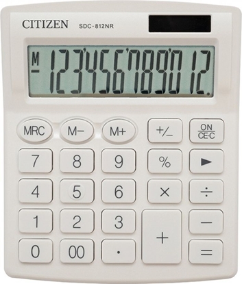 Attēls no Kalkulator Citizen Citizen kalkulator SDC812NRWHE, biała, biurkowy, 12 miejsc, podwójne zasilanie