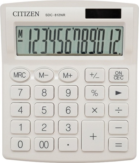 Picture of Kalkulator Citizen Citizen kalkulator SDC812NRWHE, biała, biurkowy, 12 miejsc, podwójne zasilanie
