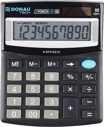 Изображение Kalkulator Donau Kalkulator biurowy DONAU TECH, 10-cyfr. wyświetlacz, wym. 125x100x27 mm, czarny