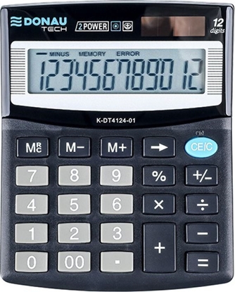 Attēls no Kalkulator Donau Kalkulator biurowy DONAU TECH, 12-cyfr. wyświetlacz, wym. 125x100x27 mm, czarny