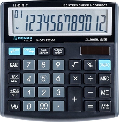 Изображение Kalkulator Donau Kalkulator biurowy DONAU TECH, 12-cyfr. wyświetlacz, wym. 136x134x28 mm, czarny